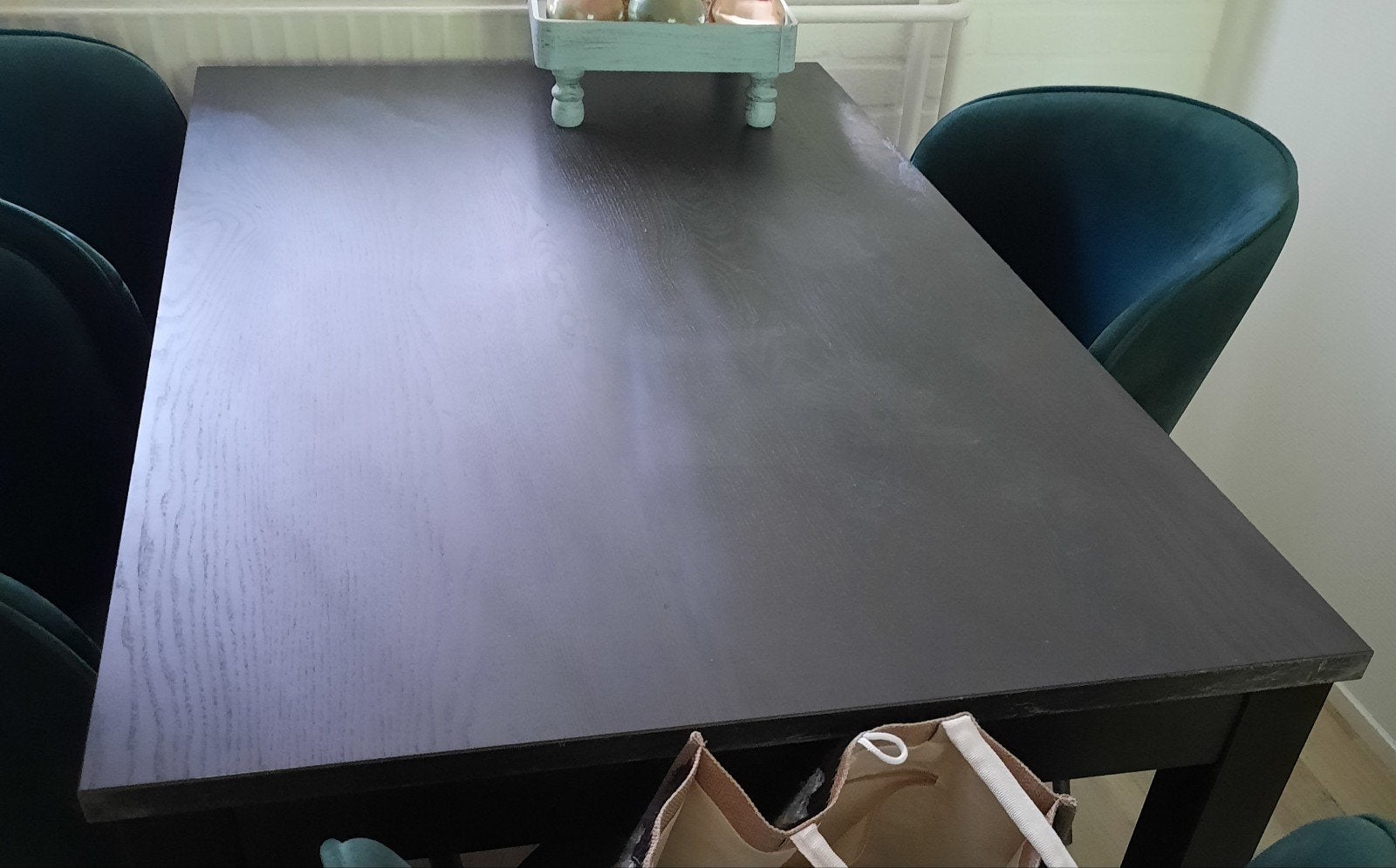 gratis zwarte eettafel zonder stoelen., Huis en Inrichting, Ophalen, Gebruikt, Rechthoekig, 50 tot 100 cm