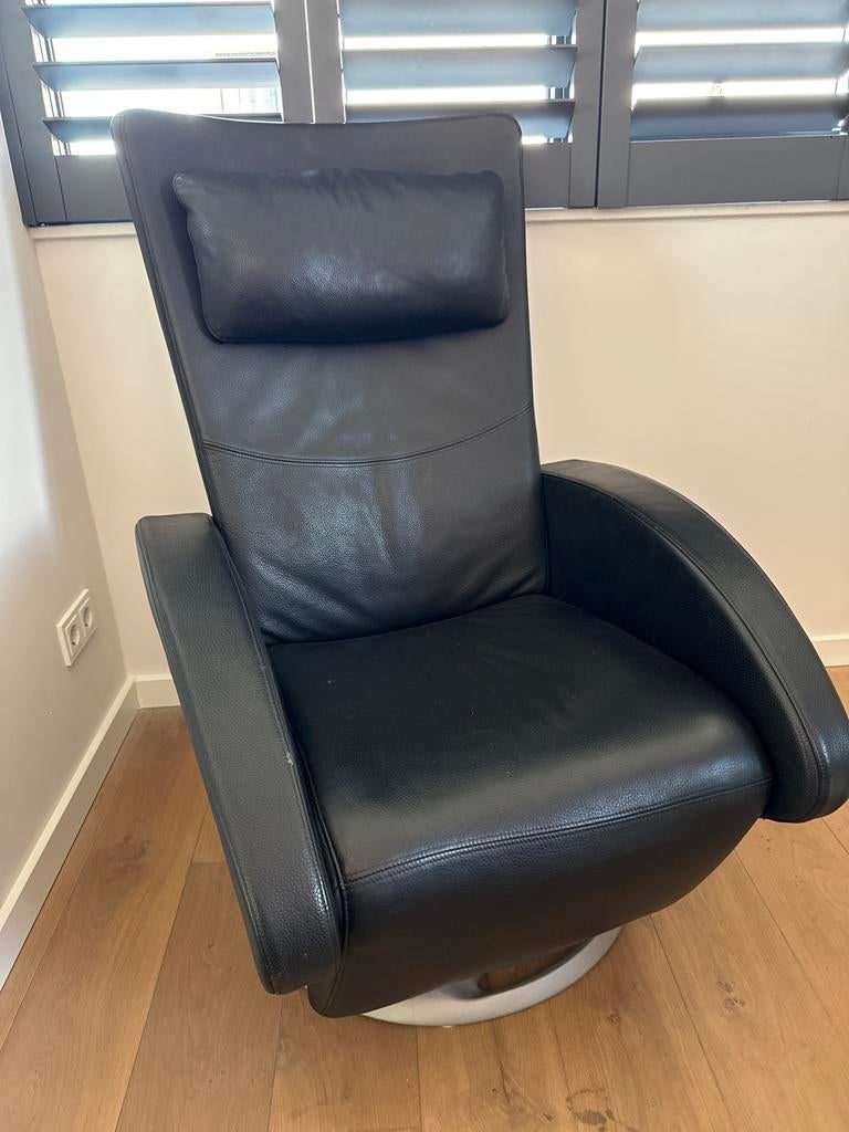 Rolf Benz Relaxfauteuil Zwart Leer - Comfort en Stijl, Ophalen, Gebruikt, Leer, 75 tot 100 cm