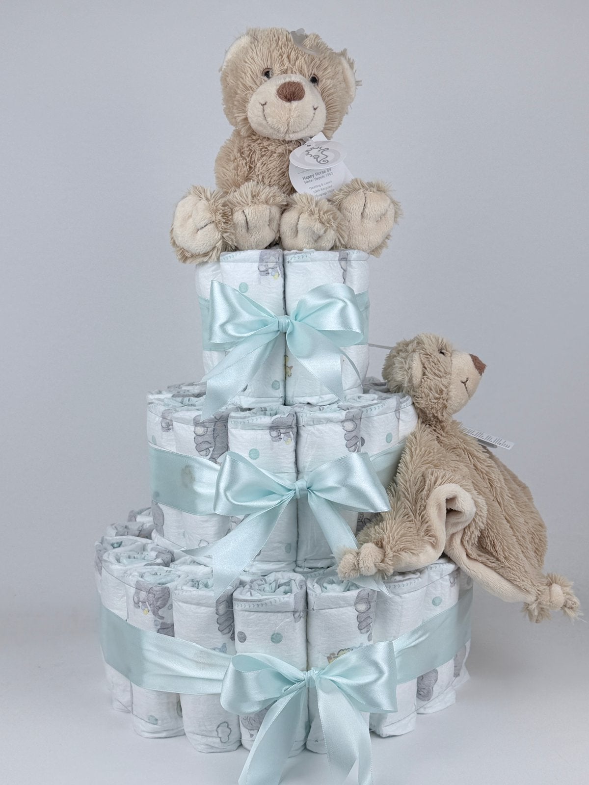 Luiertaart jongen happy horse beer boogy beige blauw, Ophalen of Verzenden, Nieuw, Kraamcadeau