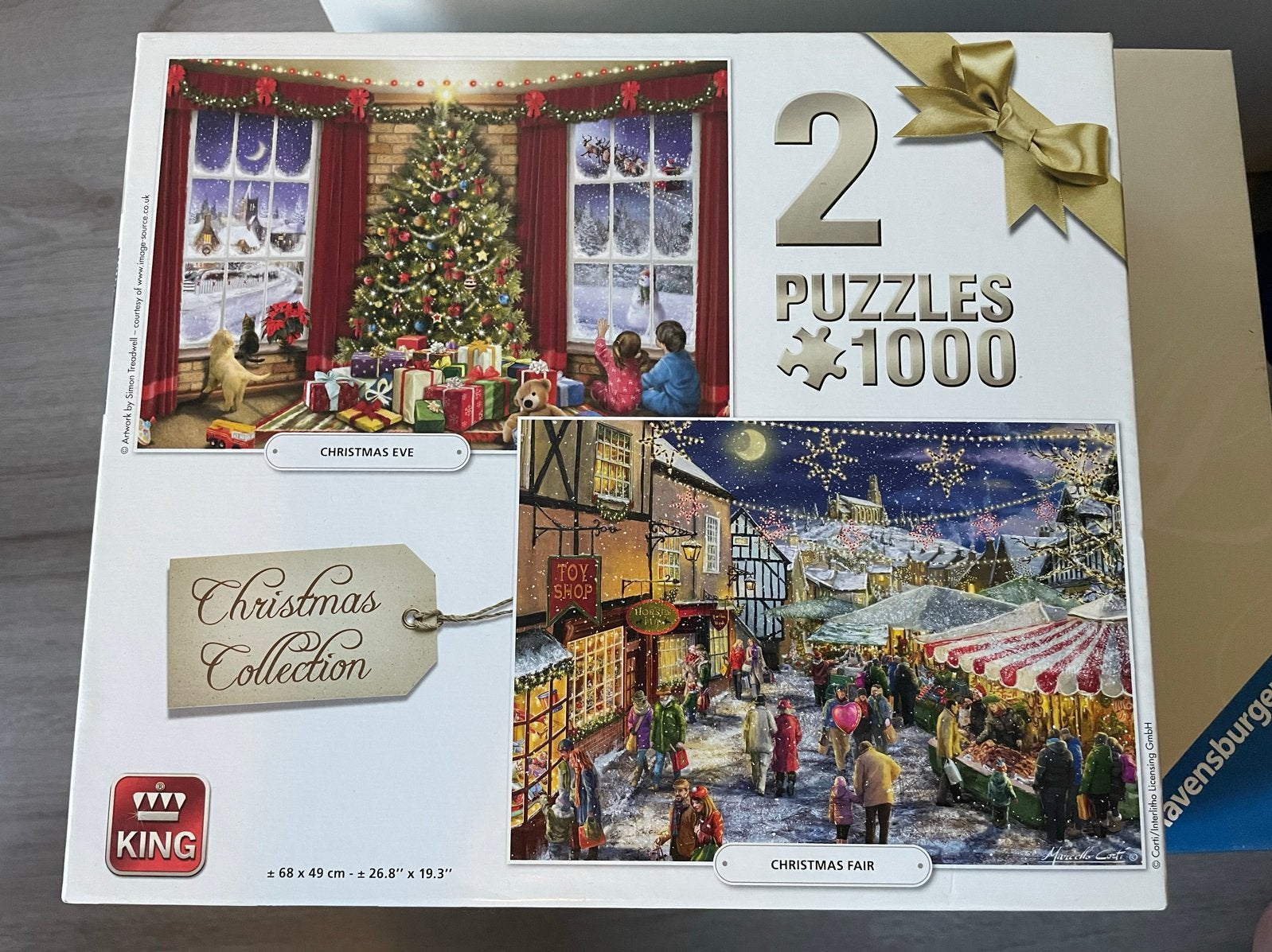 King Christmas Collection 2x1000 stukjes puzzel, Ophalen of Verzenden, 500 t/m 1500 stukjes, Zo goed als nieuw, Legpuzzel