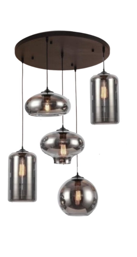 Hanglamp Illusion Smoking glass 5 lichts - Mix, Ophalen of Verzenden, Zo goed als nieuw, Glas, Eric kuster