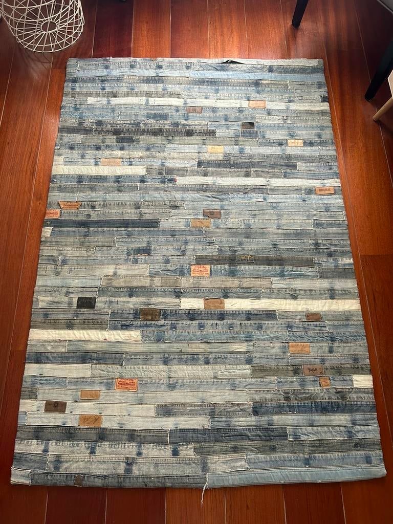 Vloerkleed van spijkerbroeken, Huis en Inrichting, Stoffering | Tapijten en Kleden, 100 tot 150 cm, Blauw, Ophalen of Verzenden
