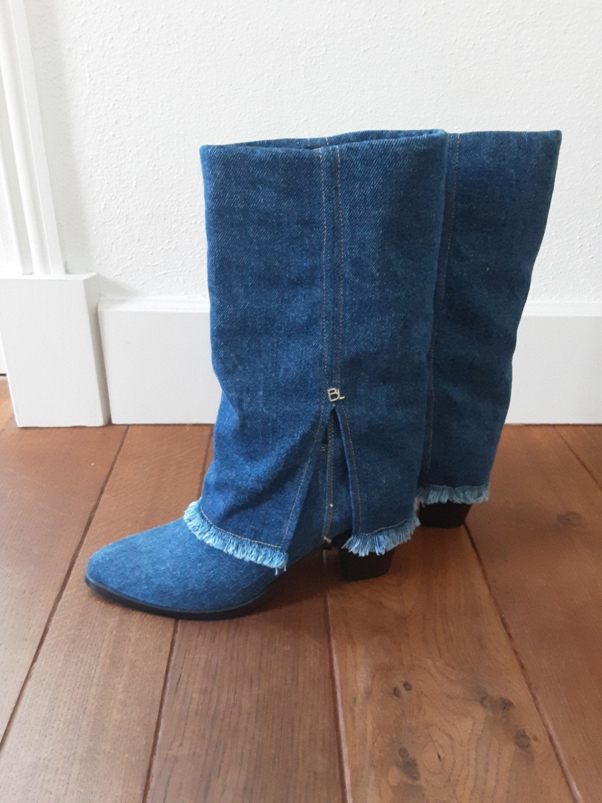 Babouche spijkerlaarzen met franjes, Hoge laarzen, Blauw, Ophalen of Verzenden, Zo goed als nieuw