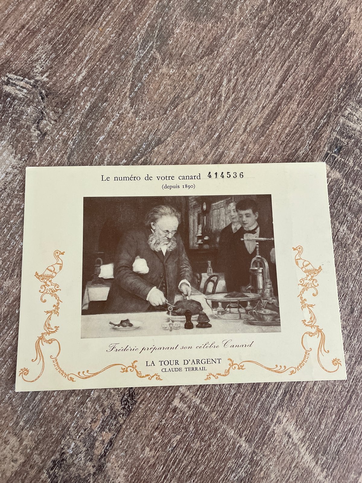 Oude ansichtkaart La Tour d'Argent Parijs - Frédéric Canard, Ophalen of Verzenden, Gelopen, Ambachten of Beroep