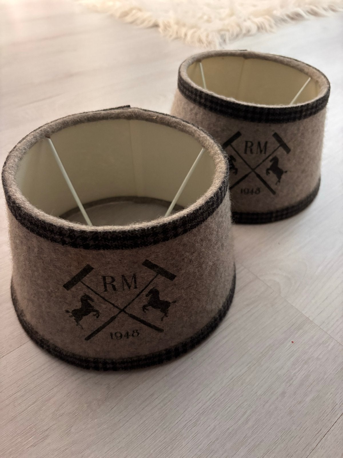 Grijze Lampenkappen Riviera Maison - Set van 2, Ophalen, Overige typen, Rond, Zo goed als nieuw