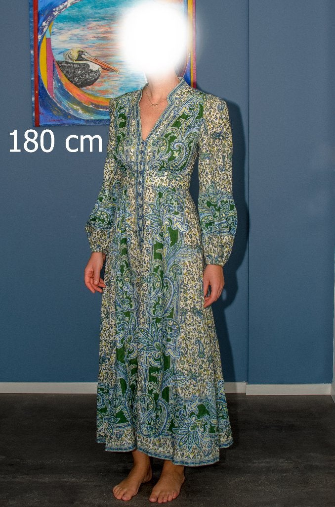 Zimmermann Ottie Paisley Long Sleeve Linen, Green Paisley, Kleding | Dames, Jurken, Maat 38/40 (M), Zimmermann, Ophalen of Verzenden