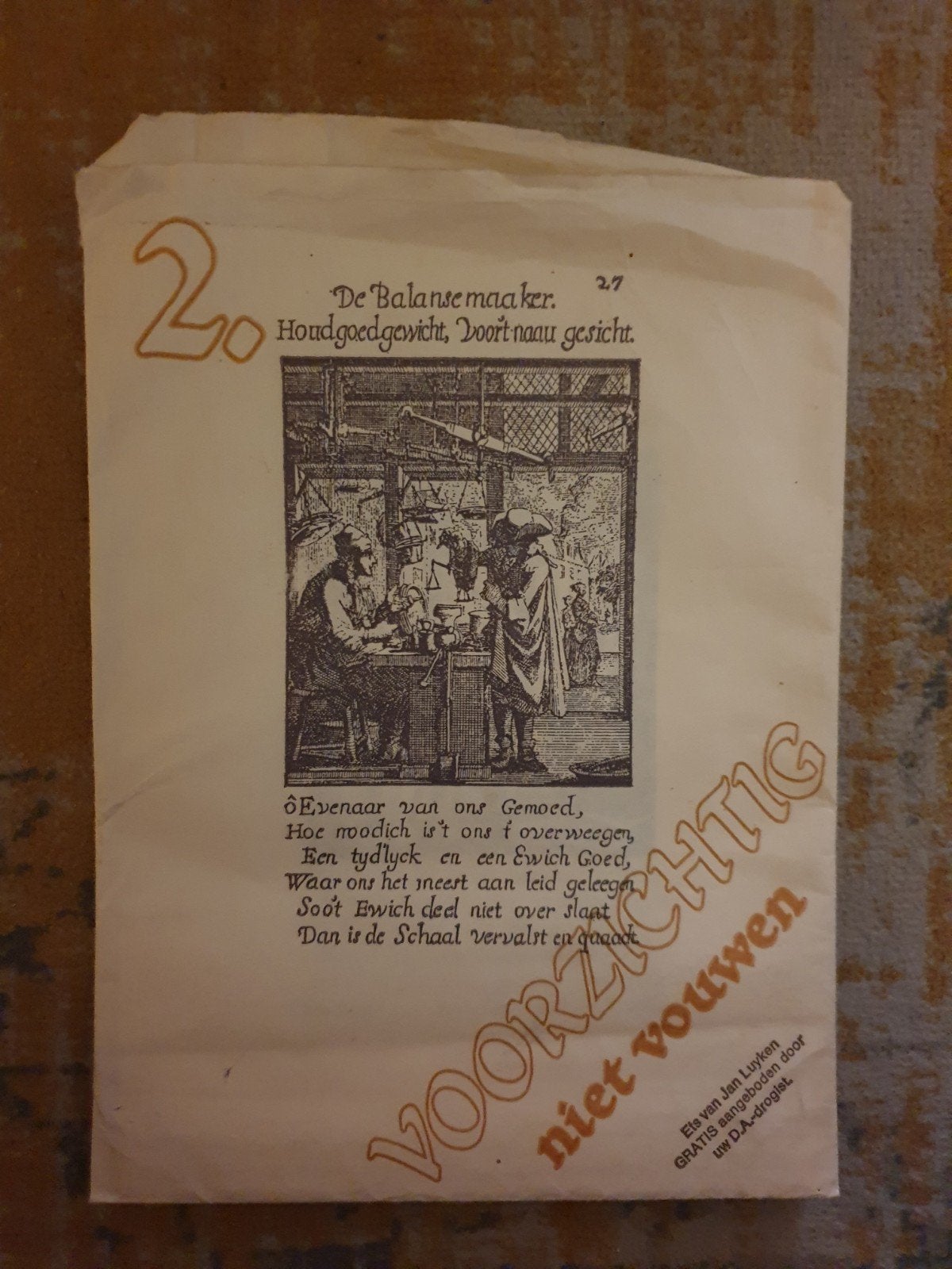 Jan Luyken etsen: De Balansemaaker & De Kannegieter, Dagelijks leven, Ophalen of Verzenden, Origineel, 1950 - 1999