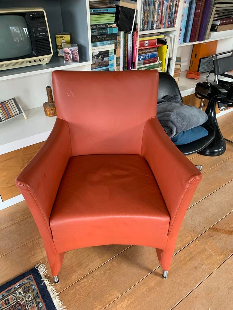 Bert Plantagie fauteuil in terracotta leer, Huis en Inrichting, Ophalen of Verzenden, Gebruikt, Leer, 75 tot 100 cm