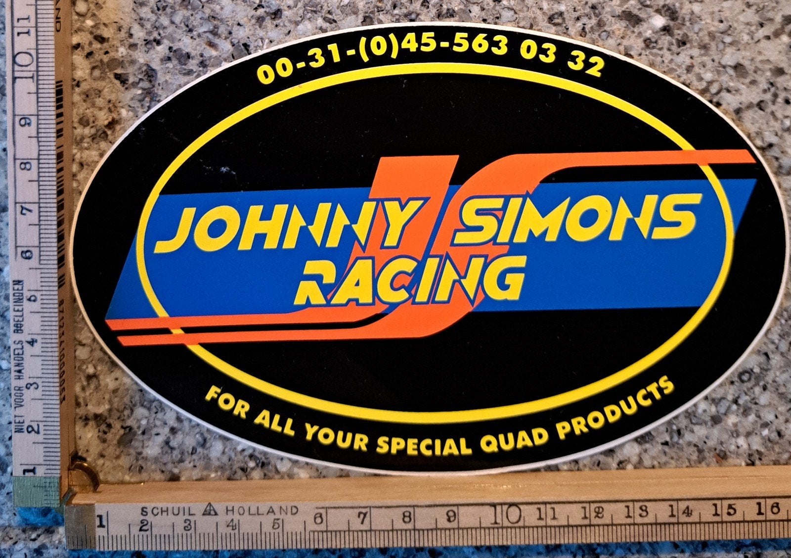 Vintage sticker Johnny Simons Racing JS motorcross quad, Ophalen of Verzenden, Zo goed als nieuw, Auto of Motor