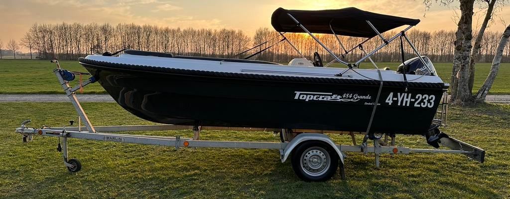 Tocraft 484  sloep 30 pk Suzuki motor en marlin trailer, Ophalen, Zo goed als nieuw, Buitenboordmotor, Polyester