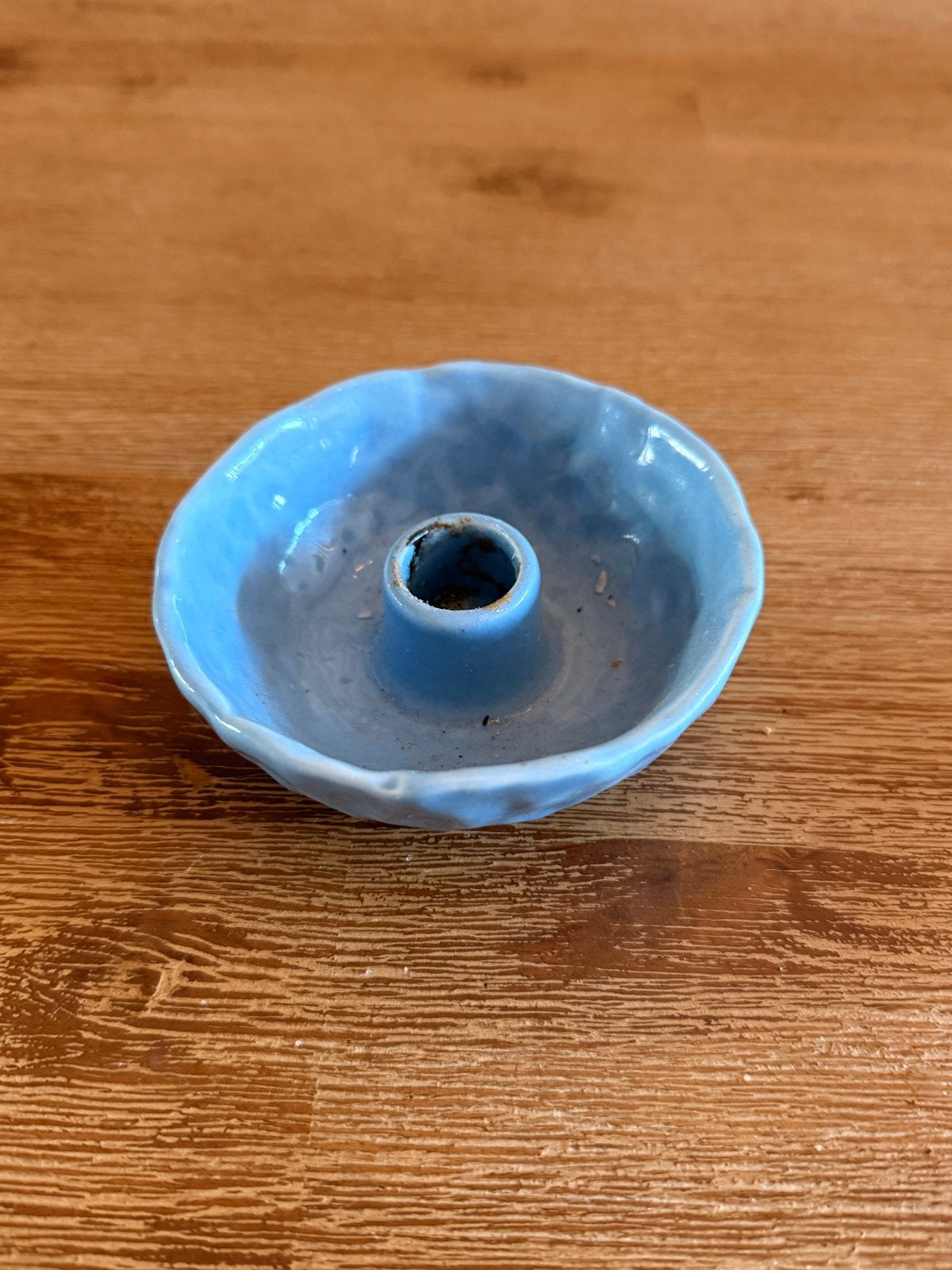 Blauwe Kaarshouder - Handgemaakt Keramiek, Gebruikt, Blauw, Ophalen of Verzenden, Steen/keramiek