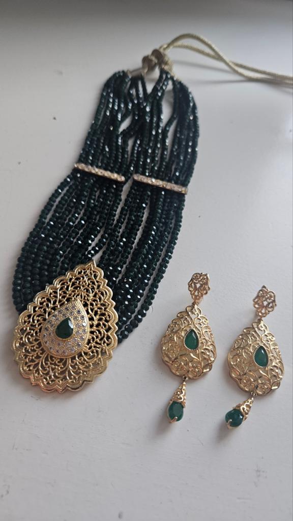 Marokkaanse set met ketting en bijpassende oorbellen, Sieraden, Tassen en Uiterlijk, Kettingen, Overige materialen, Nieuw, Ophalen of Verzenden