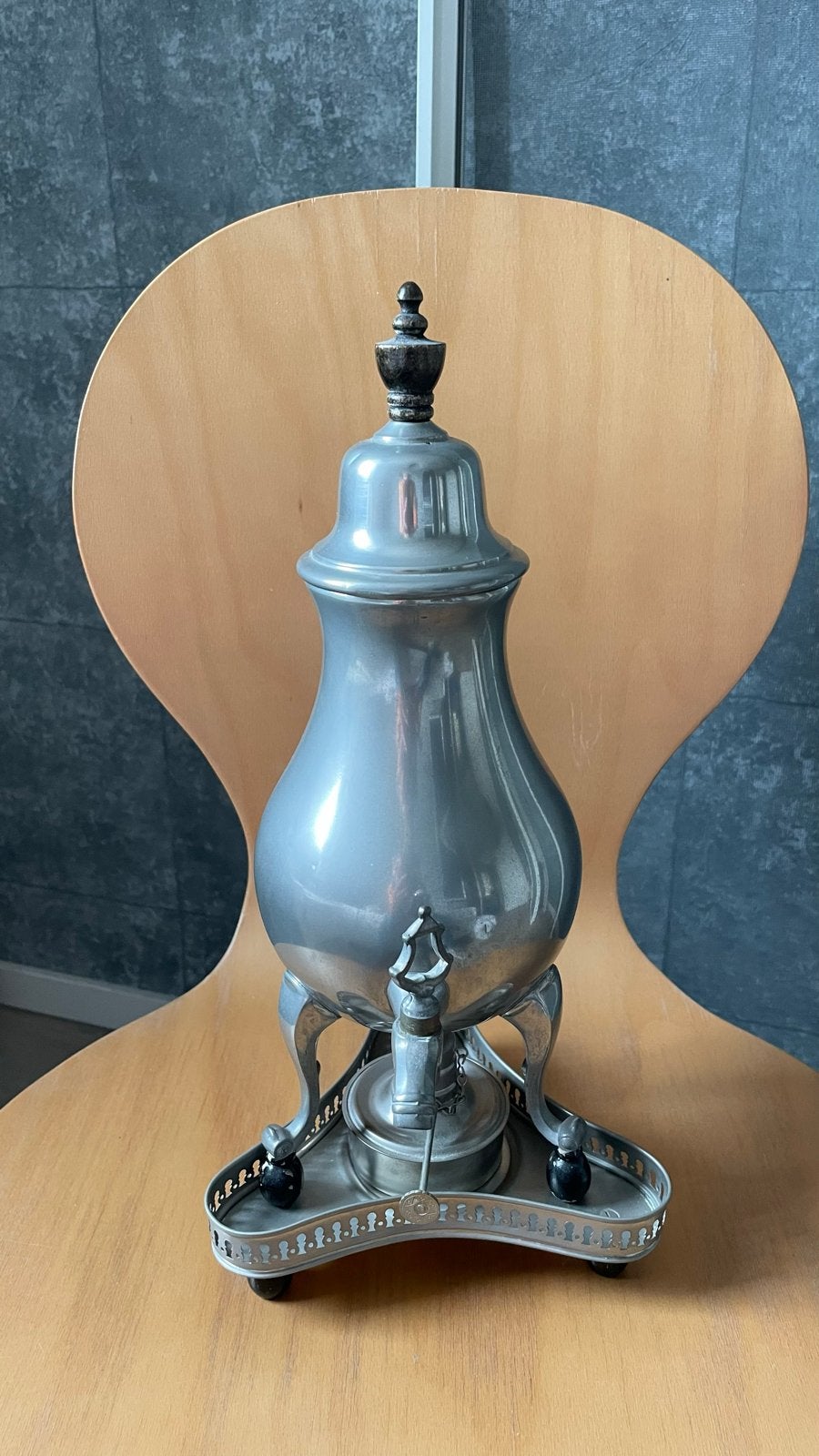 Antieke tinnen kraantjespot met brander, Ophalen of Verzenden