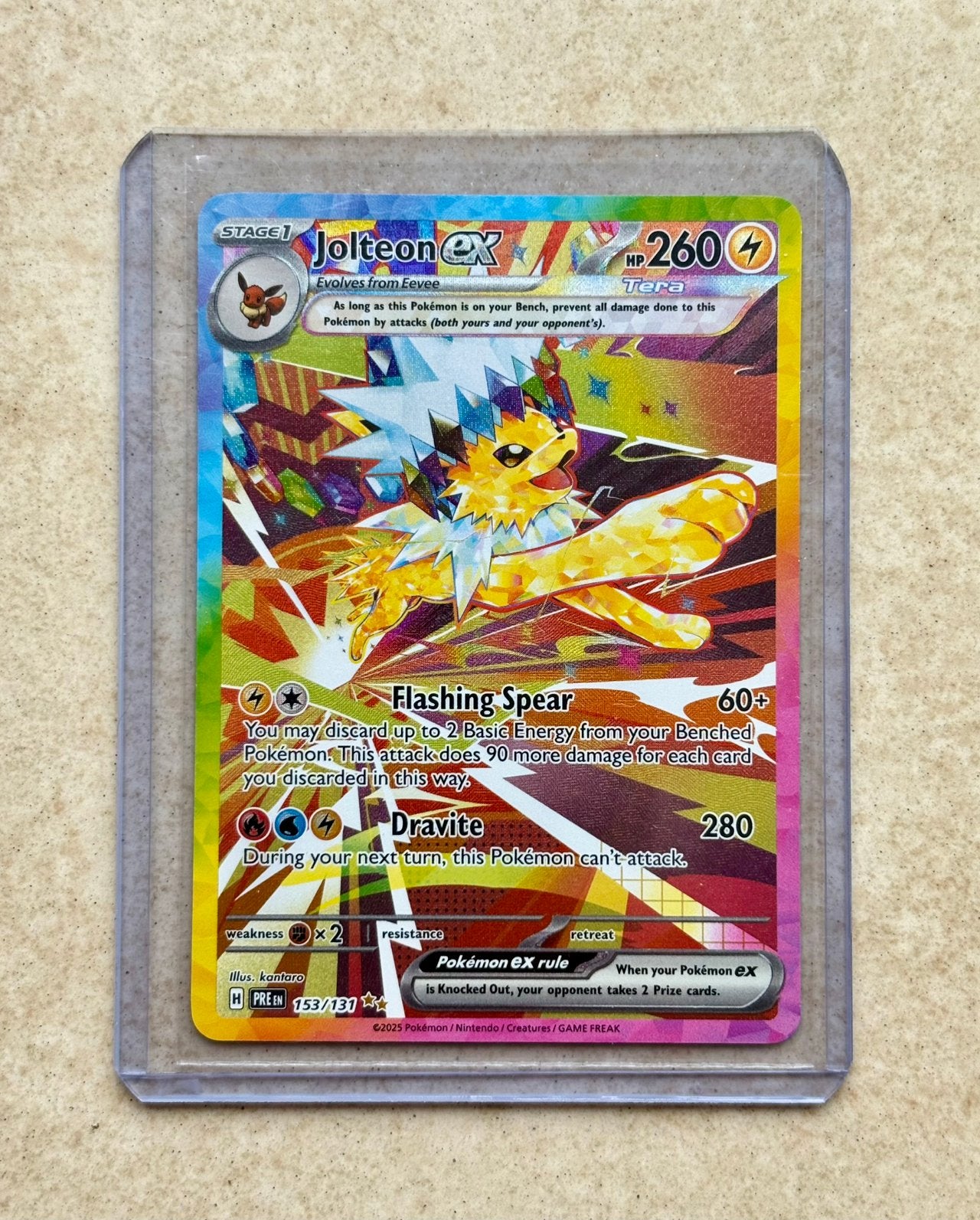 Jolteon EX Pokémon - Full Art Foil 153/131. Prismatic ‼️, Ophalen of Verzenden, Zo goed als nieuw, Losse kaart, Foil