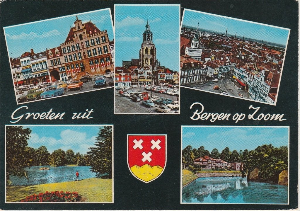 BERGEN OP ZOOM Stadhuis Park Markt Panorama Bolwerk, Verzamelen, Ansichtkaarten | Nederland, Verzenden, 1960 tot 1980, Gelopen