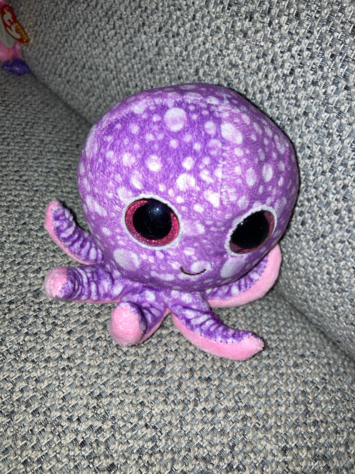 Ty beanie boo paarse octopus  12cm met grote ogen, Paars, Gebruikt, Overige karakters, Overige typen