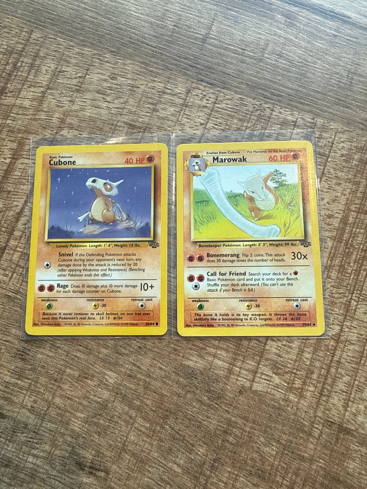 Pokémon kaarten Cubone en Marowak, Ophalen, Gebruikt, Meerdere kaarten