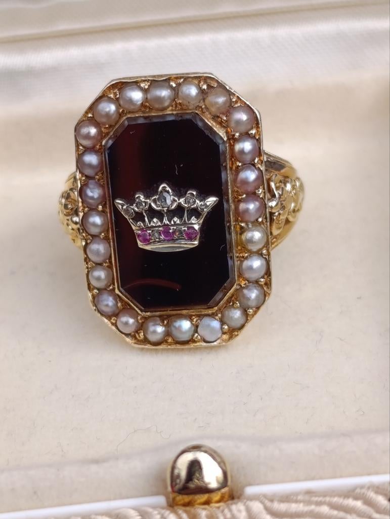 Georgian memento mori gouden ring, Ophalen, Goud, Ring