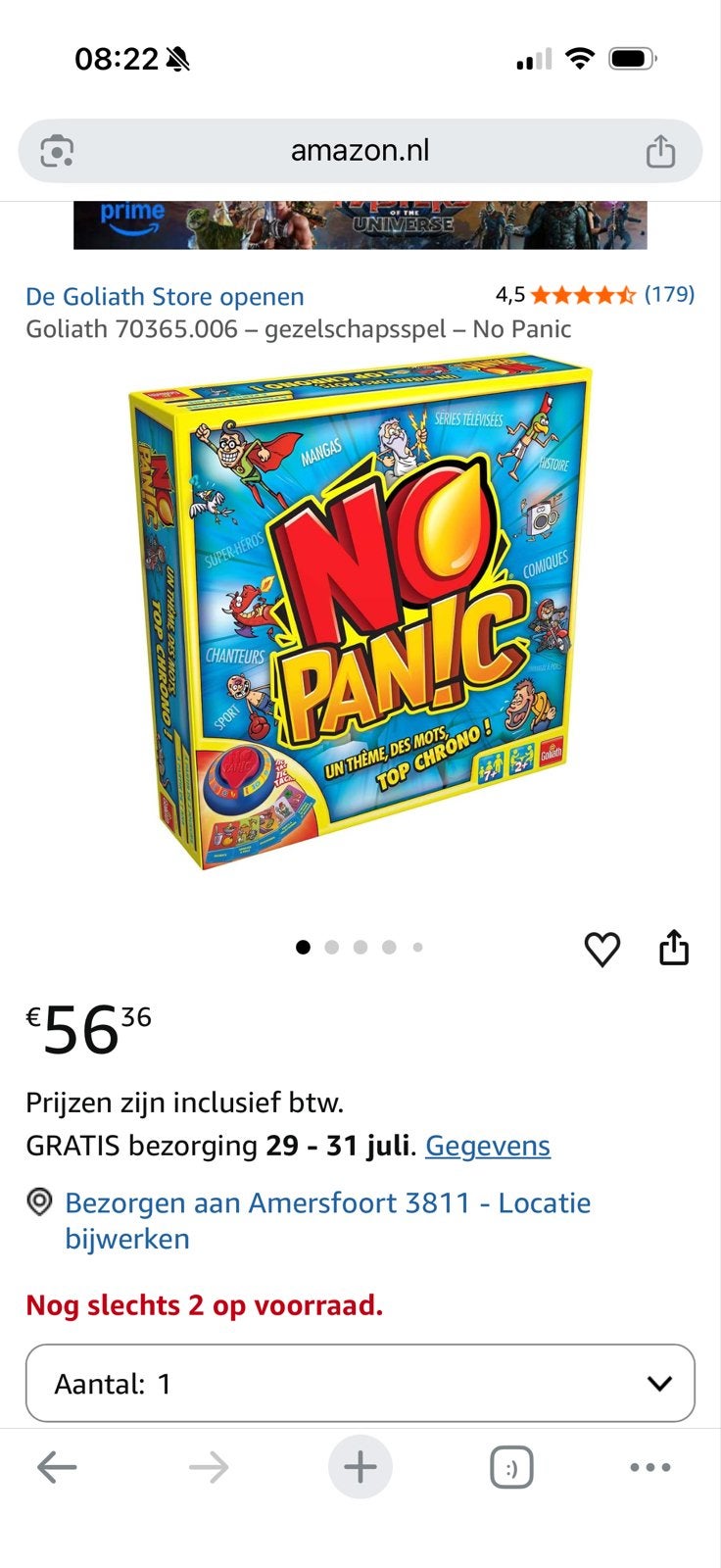 Goliath No Panic! Gezelschapsspel - Snel Denkspel, Een of twee spelers, Ophalen of Verzenden, Nieuw
