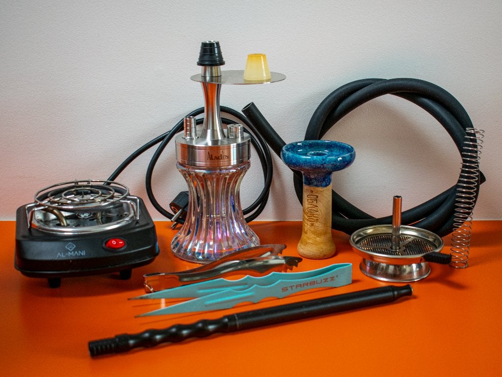 Aladin 2GO Roestvrij staal shisha + Compleet waterpijpset, Ophalen of Verzenden, Gebruikt, (Water)pijp