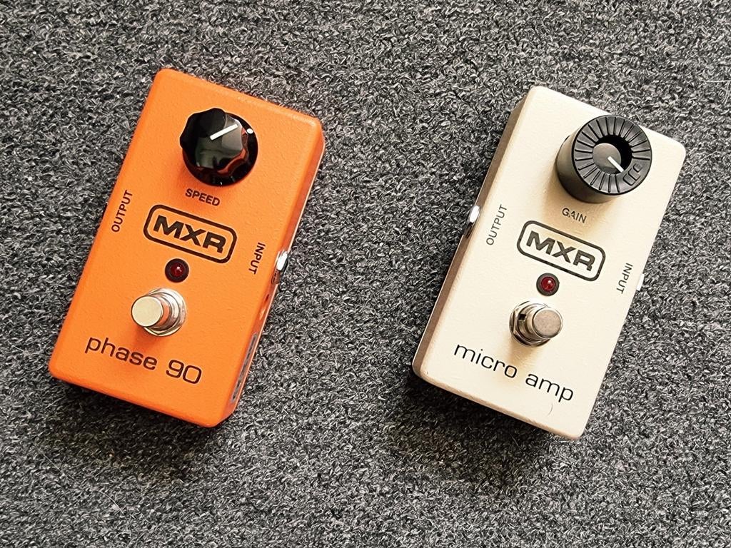 MXR Micro Amp + MXR Phase 90 (vintage Script mod), Muziek en Instrumenten, Effecten, Ophalen of Verzenden, Zo goed als nieuw