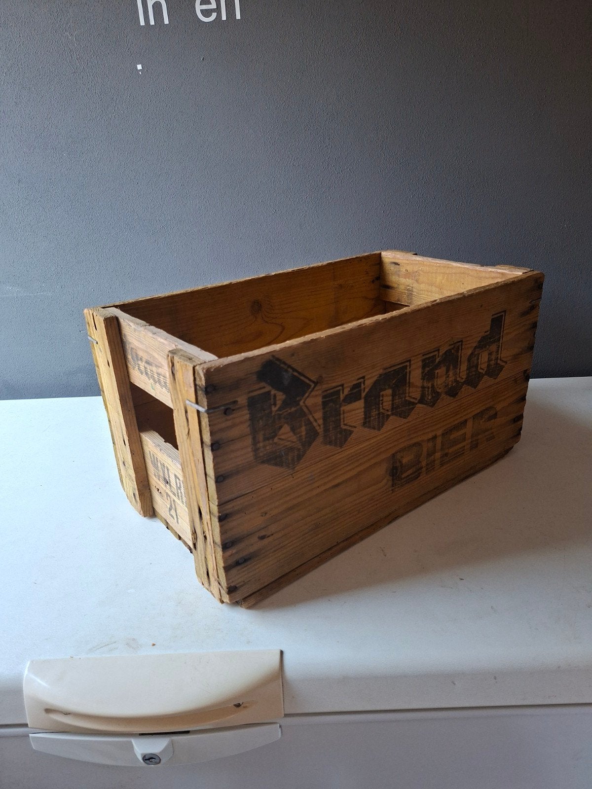 Vintage HOUTEN BIERKRAT  Brand Bier Wijlre, Ophalen, Gebruikt, Gebruiksvoorwerp