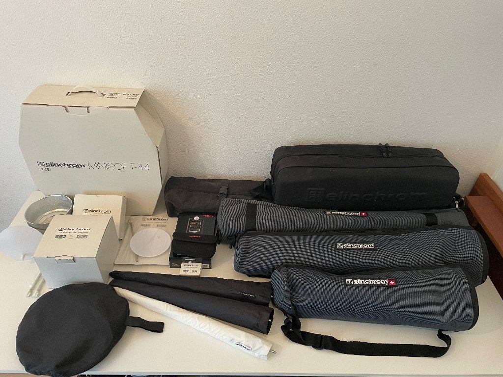 Te koop Elinchrom fotostudio apparatuur, Ophalen, Zo goed als nieuw, Complete fotostudio