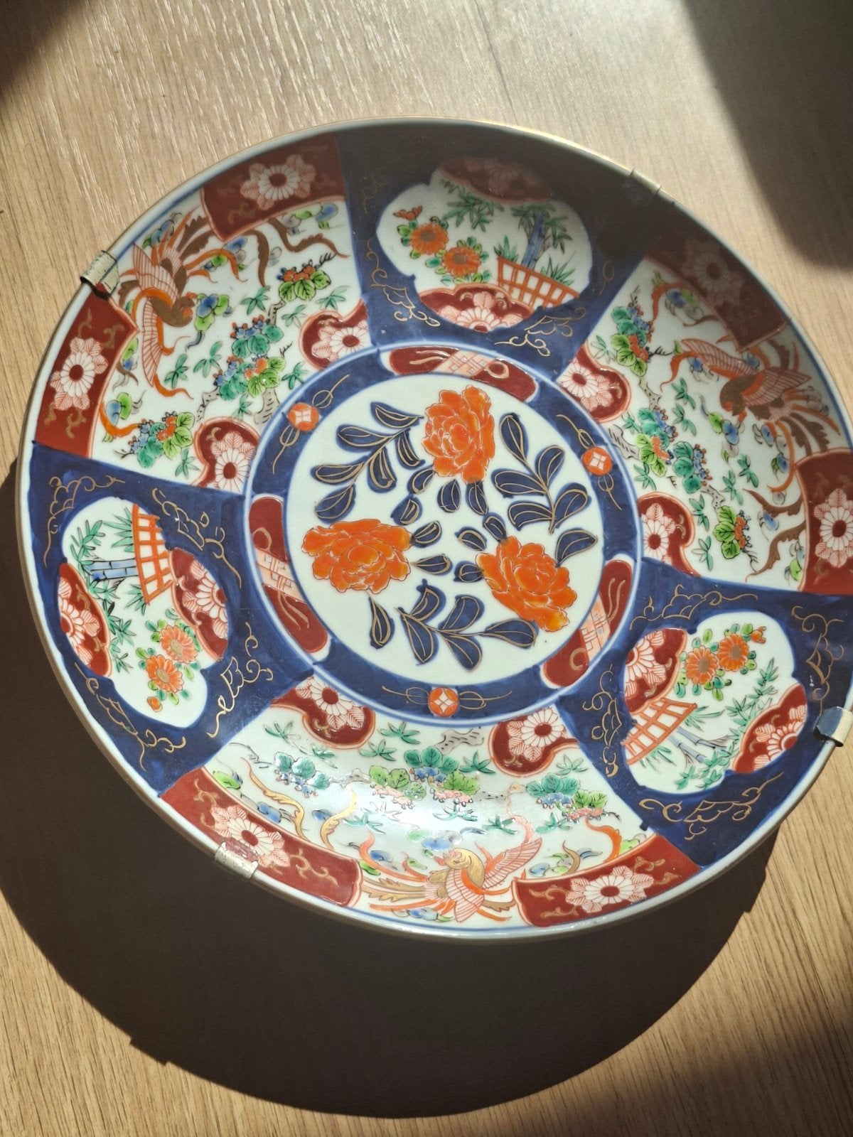 Antiek Japans Imari Porseleinen Schotel met Feniksen, Antiek en Kunst, Ophalen of Verzenden