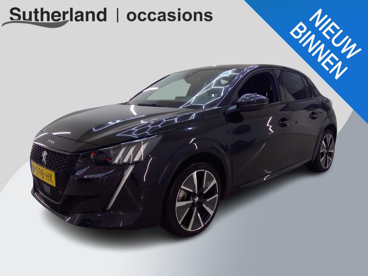 Peugeot e-208 EV GT Pack 50 kWh Verwacht! | SOH 94,3 % | Nav, Auto's, 136 pk, Gebruikt, 351 km, Zwart
