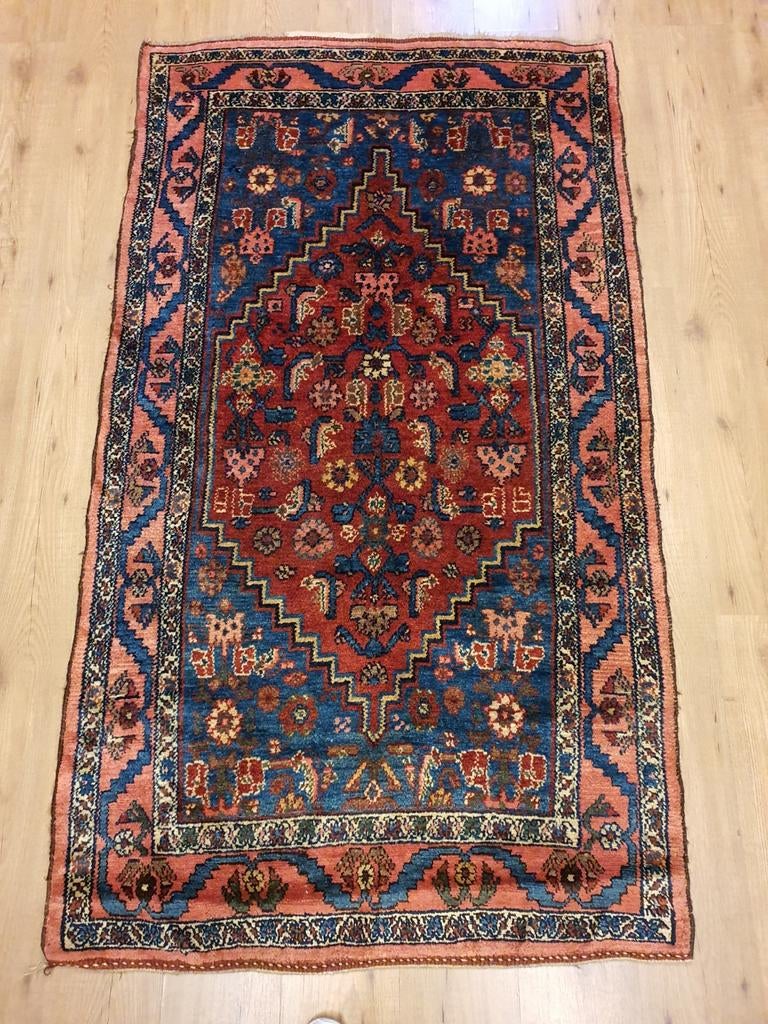 Vintage handgeknoopt perzisch tapijt malayer antiek 193x112, Info@SlatsAntiek.nl, Tweedehands, 100 tot 150 cm, Perzisch