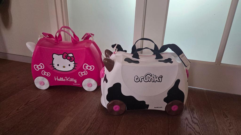 Trunki Kinderkoffer Hello Kitty & Koe (set van 2), 40 tot 60 cm, Gebruikt, 20 tot 30 cm, Roze