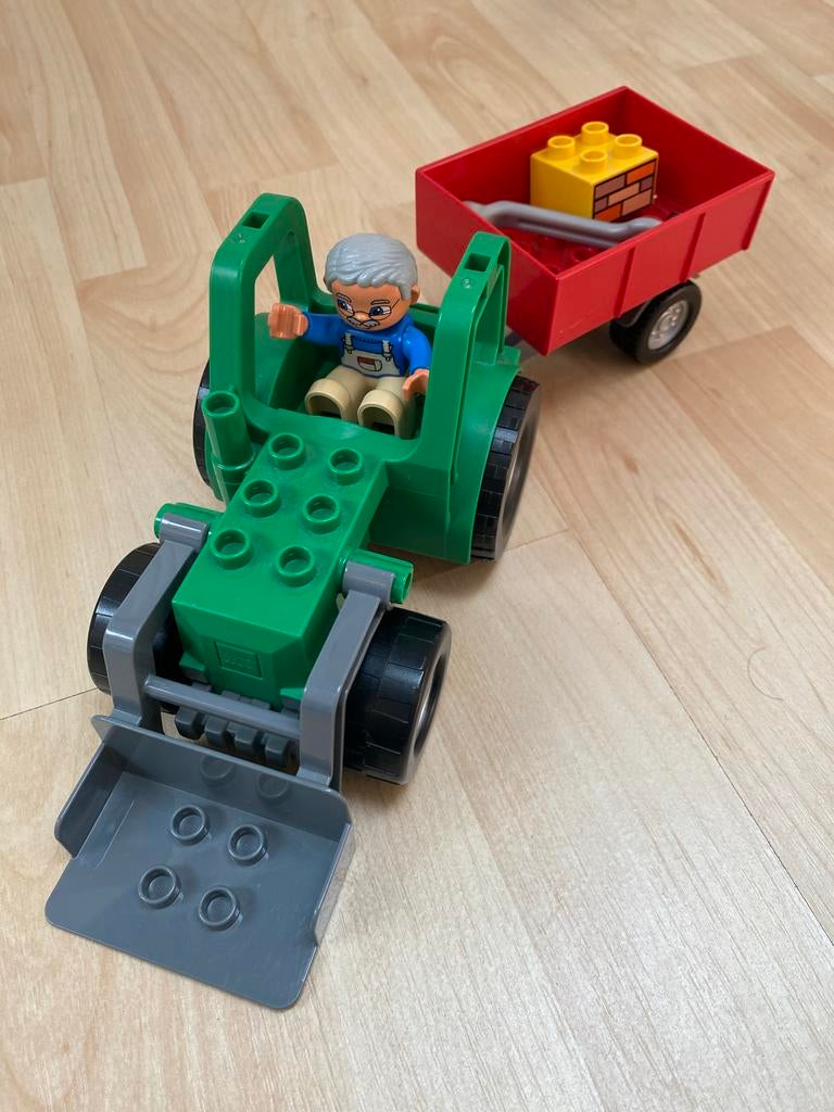 Duplo Boer met tractor en aanhanger, Ophalen of Verzenden, Gebruikt, Complete set, Duplo