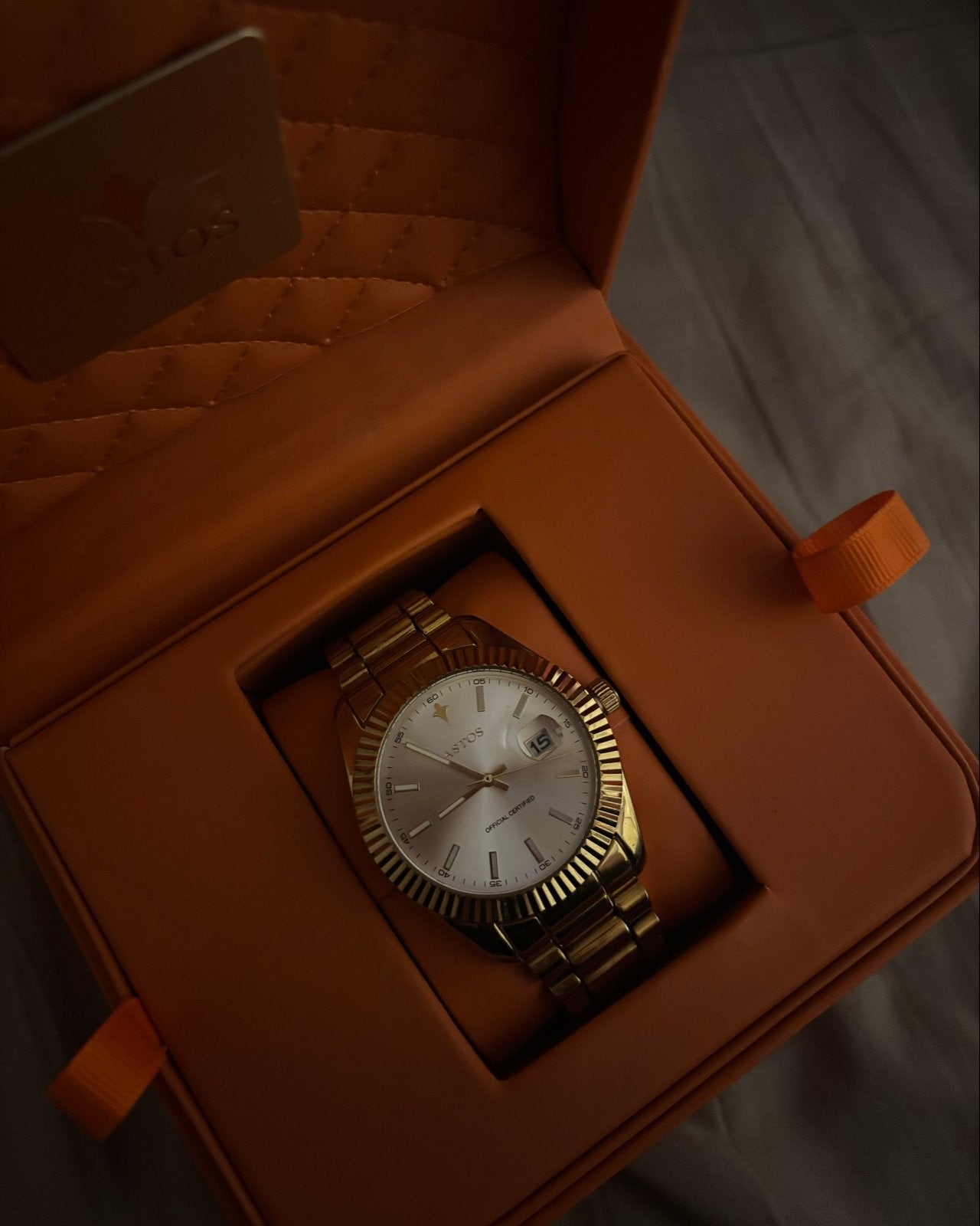 Astos Horloge - Luxe Gouden Polshorloge in Doos, Overige merken, Staal, Polshorloge, Ophalen of Verzenden