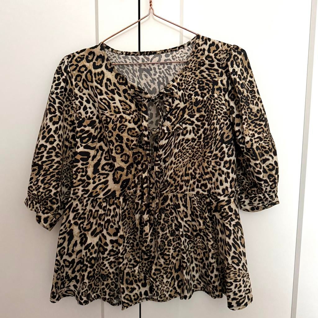 Panter blouse, Kleding | Dames, Maat 38/40 (M), Bruin, Ophalen of Verzenden, Zo goed als nieuw