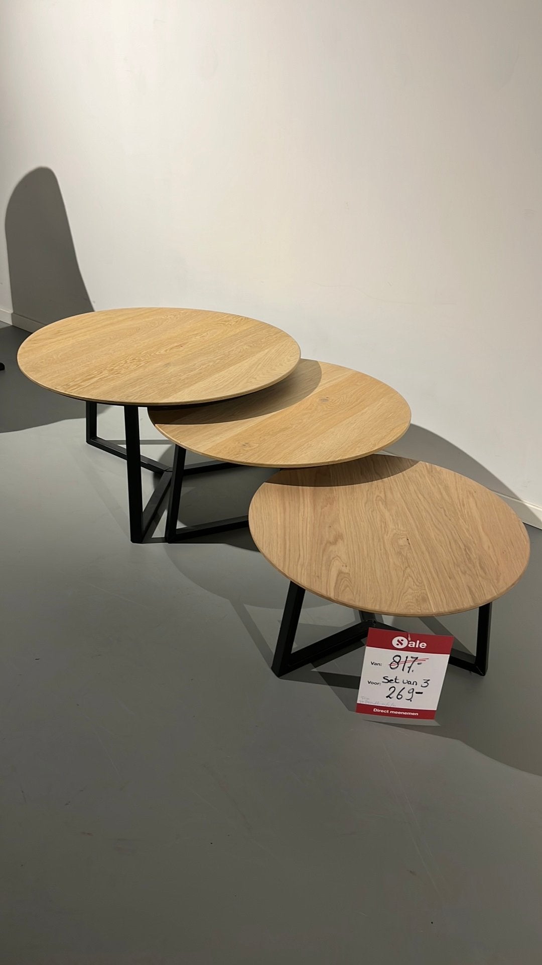 Salontafel Trio set van 3, Huis en Inrichting, Tafels | Salontafels, 50 tot 100 cm, Zo goed als nieuw, 5 – 50, Eikenhout