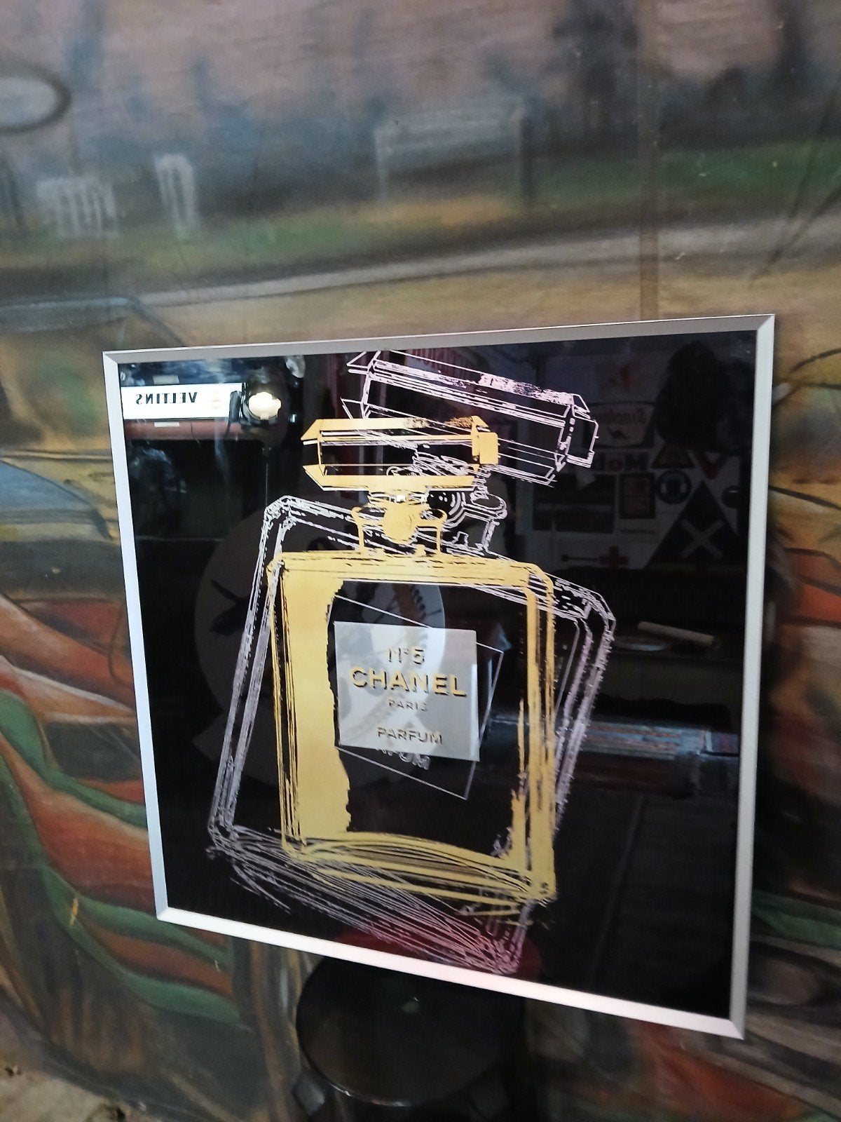 luxe vintage parfum design spiegel, Ophalen, No.5, Gebruikt, Info@parfum.nl