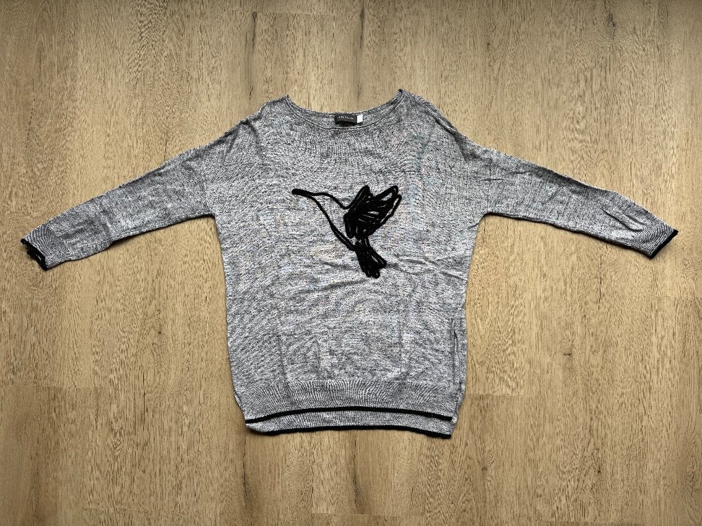 Mint Velvet - grijze trui met opdruk- mt M, Kleding | Dames, Ophalen of Verzenden, Zo goed als nieuw, Grijs