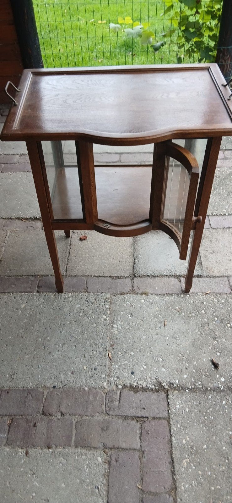 Vintage houten theekastje met glazen deurtje, Ophalen of Verzenden