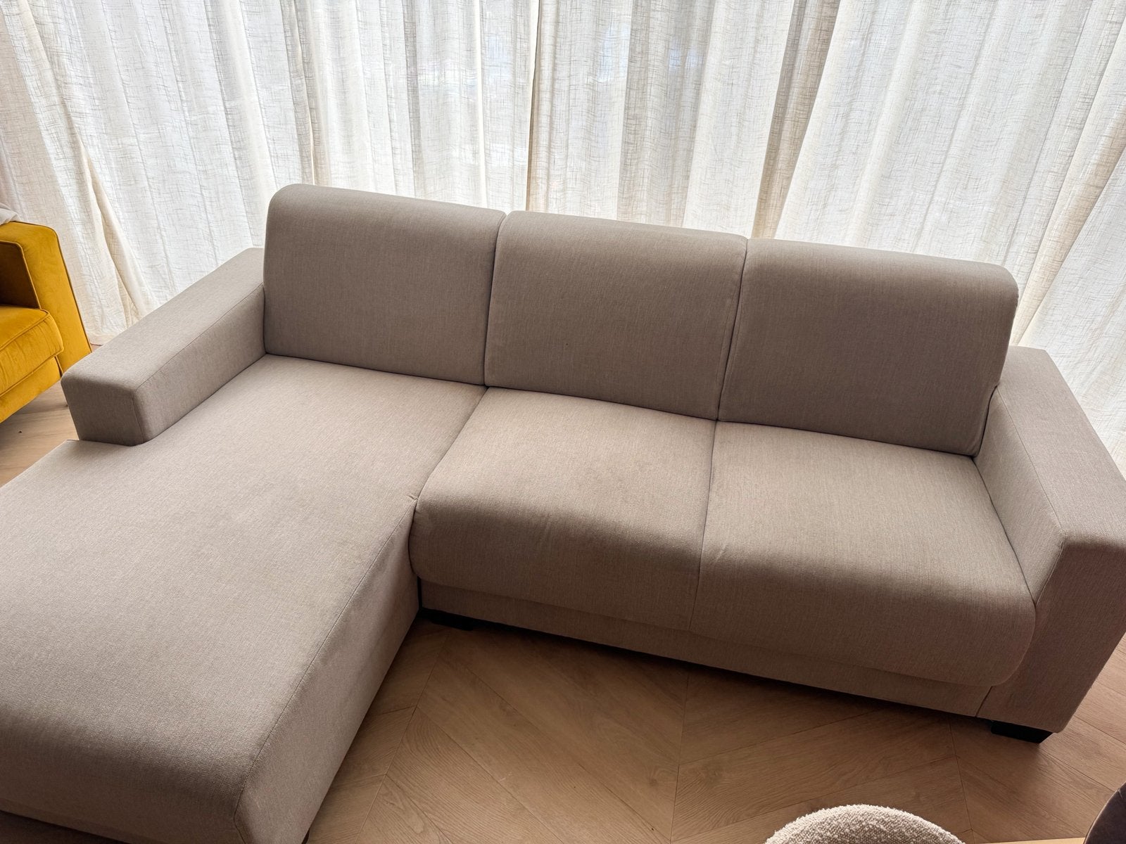Beige hoekbank, Ophalen, Gebruikt, Stof
