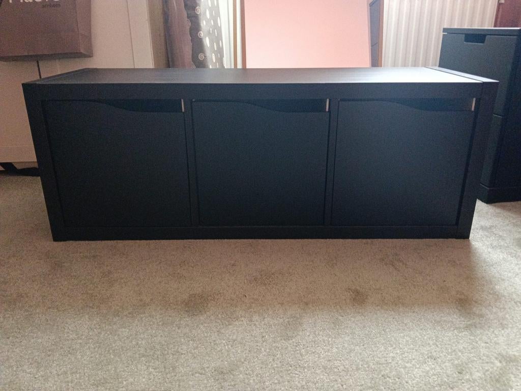 Ikea Kallax 3 vakken met inzetdeurtjes, Ophalen, Zo goed als nieuw, 25 tot 50 cm, 50 tot 100 cm