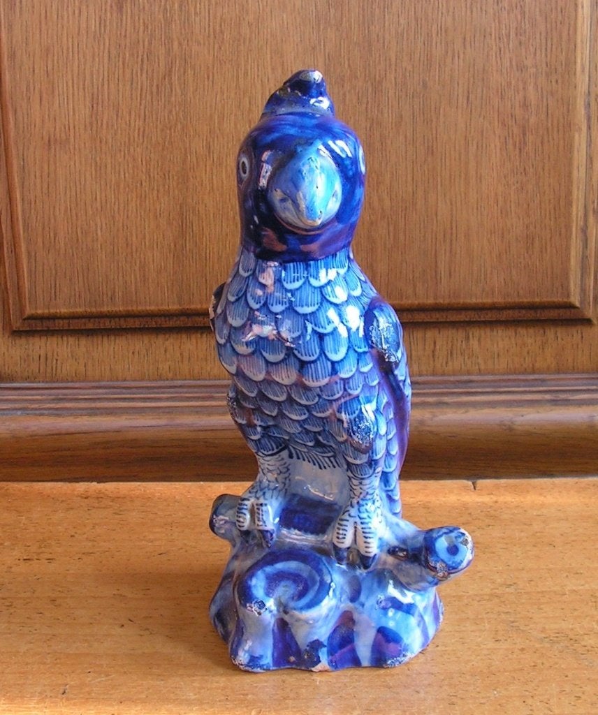 Delfts Blauw Beeldje van een Kaketoe / Papegaai, Ophalen of Verzenden