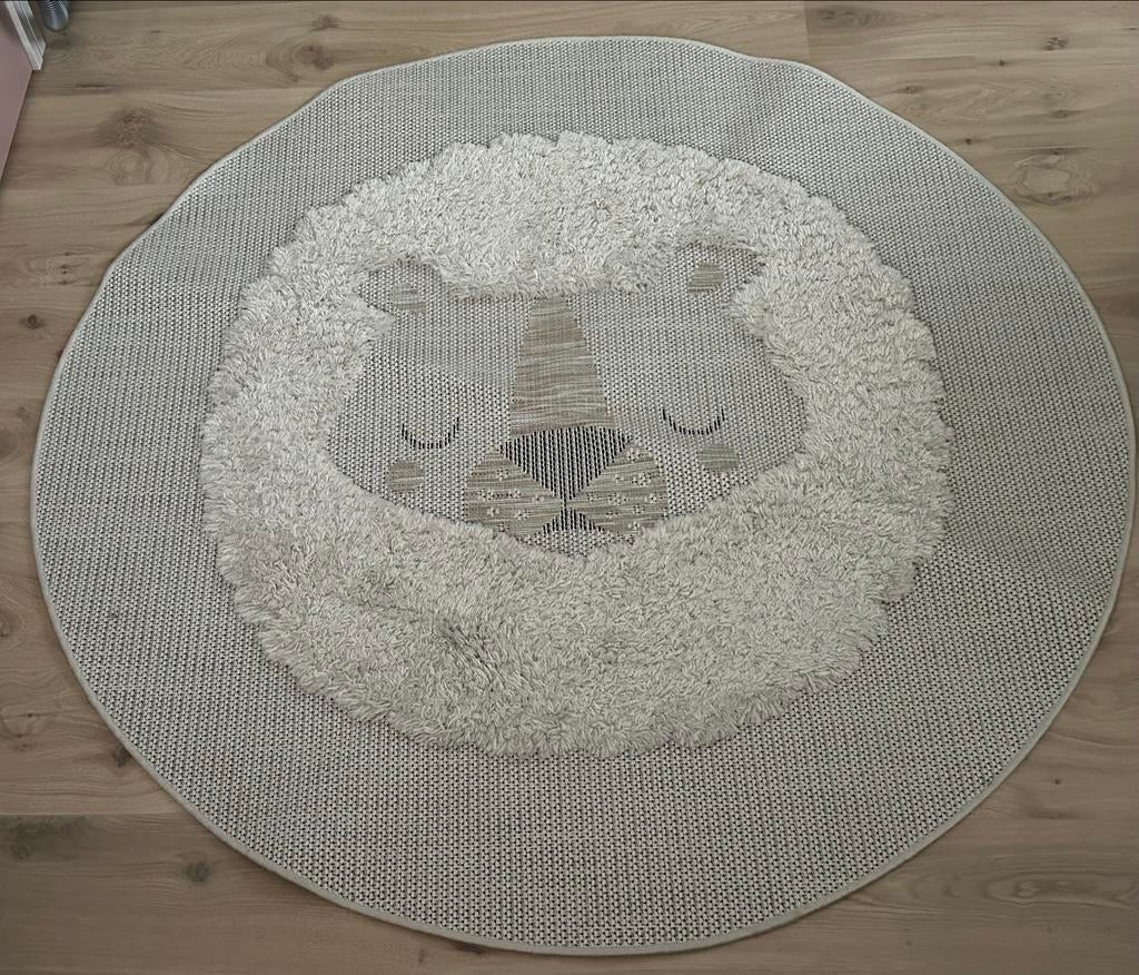 Rond Vloerkleed met Leeuw Design - 155 cm Diameter, Ophalen, Gebruikt, 150 tot 200 cm, Rond