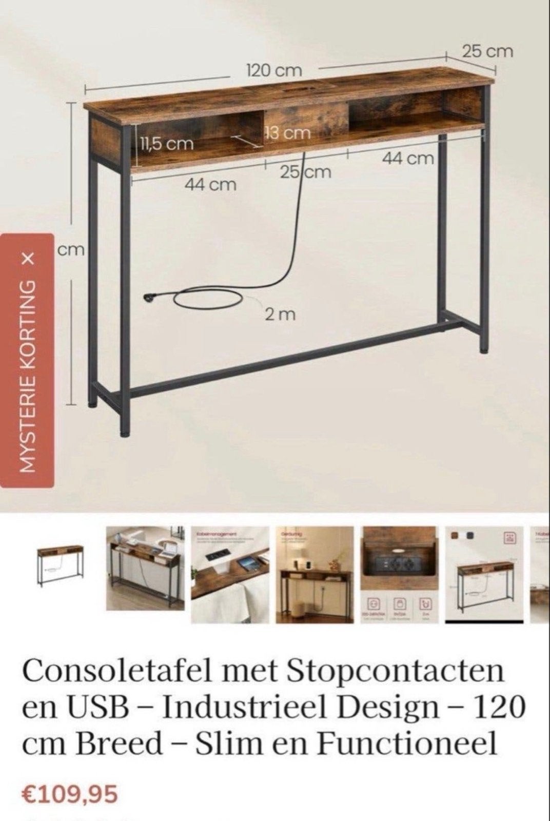 Nieuwe Consoletafel / TV-meubel met stopcontacten en USB, Ophalen, 100 tot 150 cm, Nieuw, Minder dan 25 cm