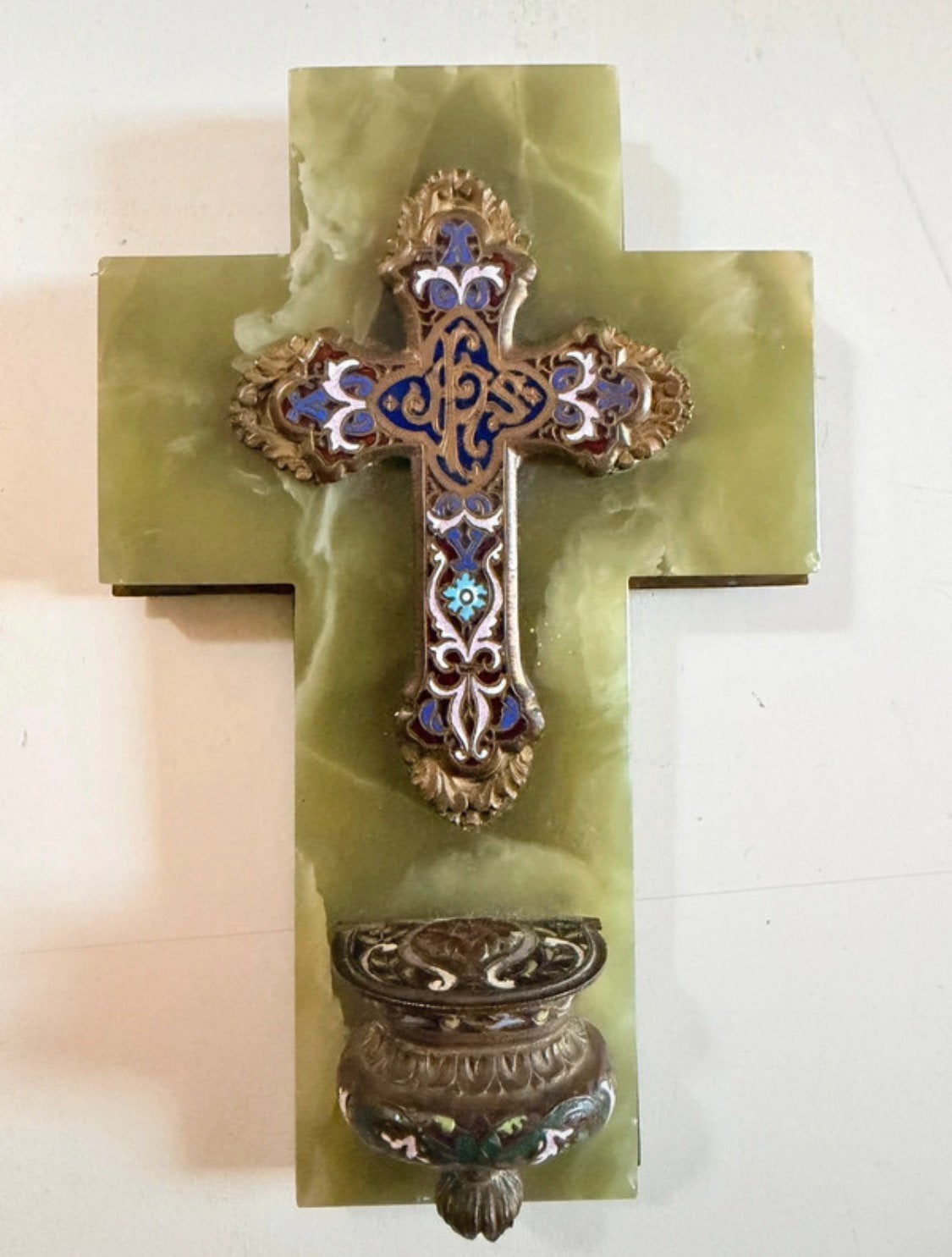 Antique French Champlevé cross c. 1880, Antiek en Kunst, Ophalen of Verzenden