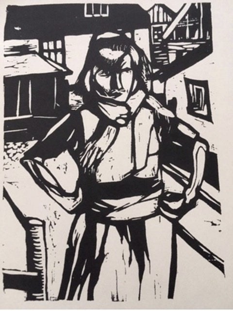 Valentijn van Uytvanck (1889-1950) Houtsnede 'Vrouw' ~1925, Antiek en Kunst, Ophalen of Verzenden