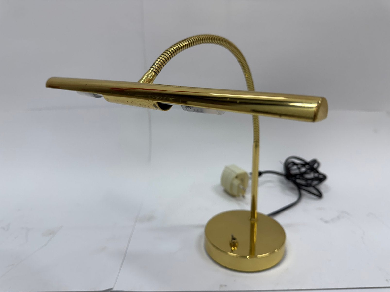 Goudkleurige pianolamp  | Herbert Schmidt Leuchten, Bureaulamp, Gebruikt, Overige merken, 47 cm