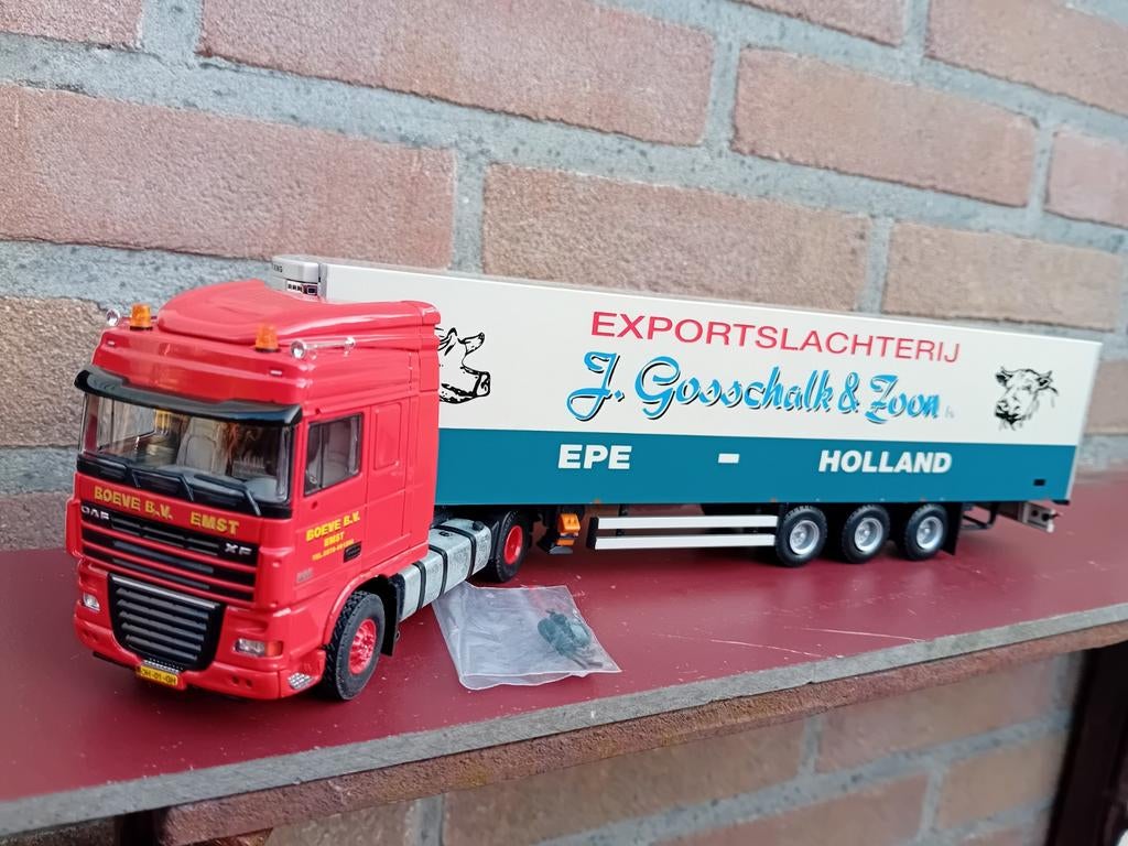 Tekno Dafxf Boeve B.V. met oplegger J. Gosschalk & zoon bv, Ophalen of Verzenden, Bus of Vrachtwagen, Tekno