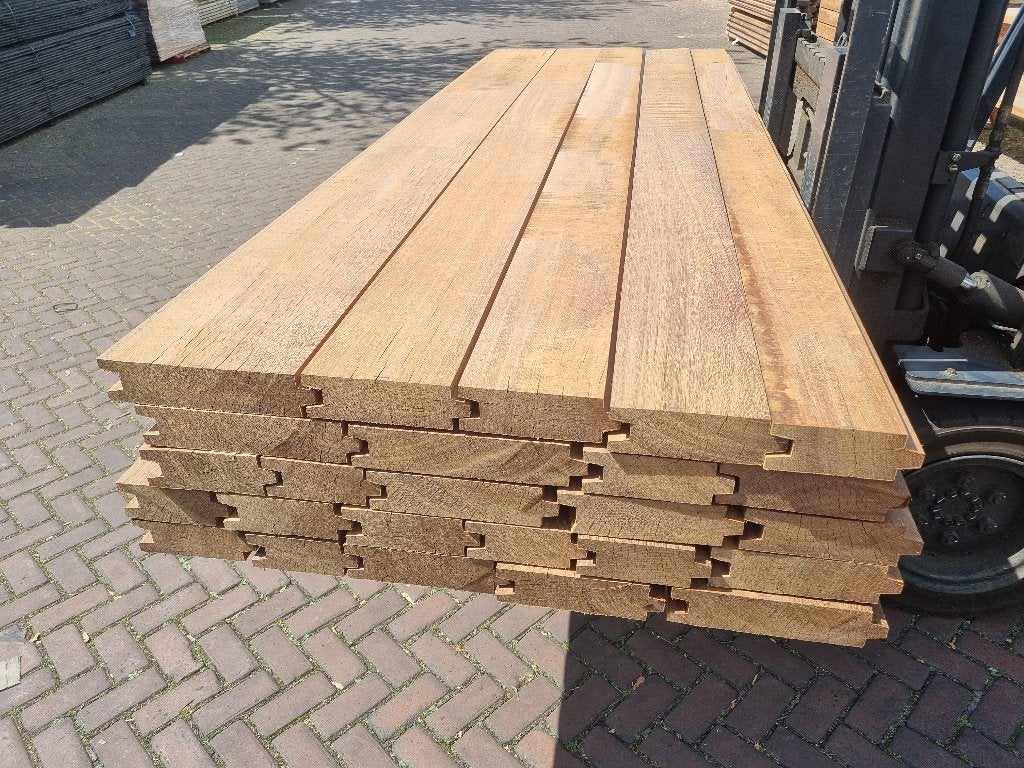 15.21 m2 hardhout vlonderhout / vloerhout 7 cm dik -nr: HP3, Ophalen, Planken, Nieuw, Hardhout