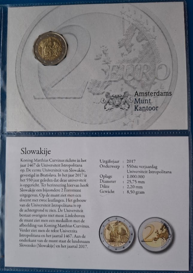 Slowakije 2 Euro 2017 "Istropolitana"  (AMK) UNC, Verzenden, Slowakije, 2 euro, Setje