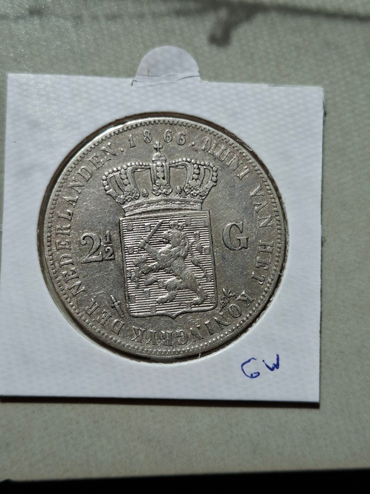 rijksdaalder 1866 willem 3 2½ gulden munt zilver, Koning Willem III, Zilver, Ophalen of Verzenden, Losse munt